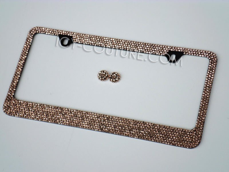 Rose Gold on Black  Swarovski Crystals Bling License Plate Frame, Crystallized by ICY Couture