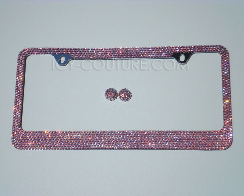 Pink Light Rose AB  Swarovski Crystals Bling License Plate Frame, Crystallized by ICY Couture