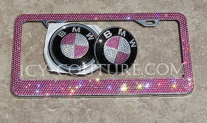 Pink  Swarovski Crystals Bling License Plate Frame, Crystallized by ICY Couture