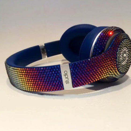 Meridian Blue Bling Beats Headphones custom crystallized with Swarovski Crystal or Premium Glass Rhinestones, Bedazzled by ICY Couture