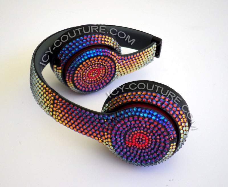 Meridian Blue Bedazzled Bling Beats Headphones custom crystallized with Swarovski Crystals  | ICY Couture