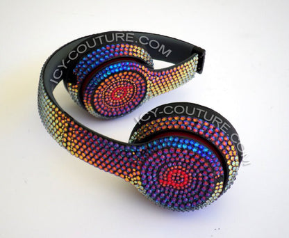 Meridian Blue Bedazzled Bling Beats Headphones custom crystallized with Swarovski Crystals  | ICY Couture