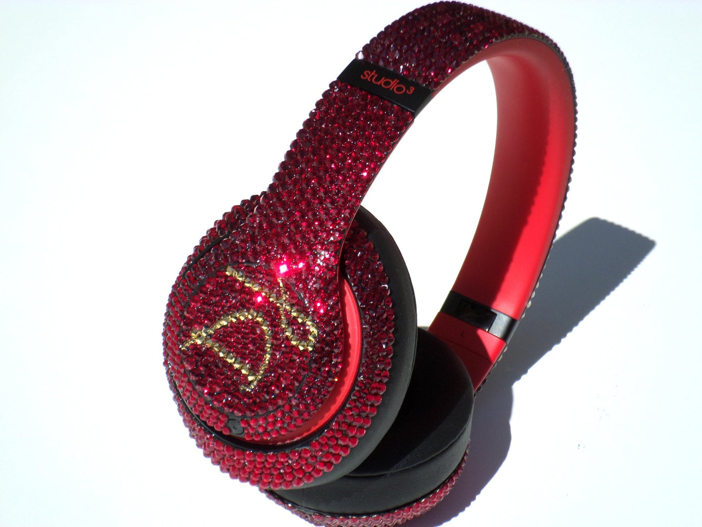 DJ Headphones Red Bedazzled Bling Beats Headphones custom crystallized with Swarovski Crystals or Premium Glass Rhinestones  | ICY Couture 