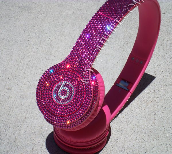 Fuchsia Bedazzled Bling Beats Headphones custom crystallized with Swarovski Crystals or Premium Glass Rhinestones | ICY Couture 