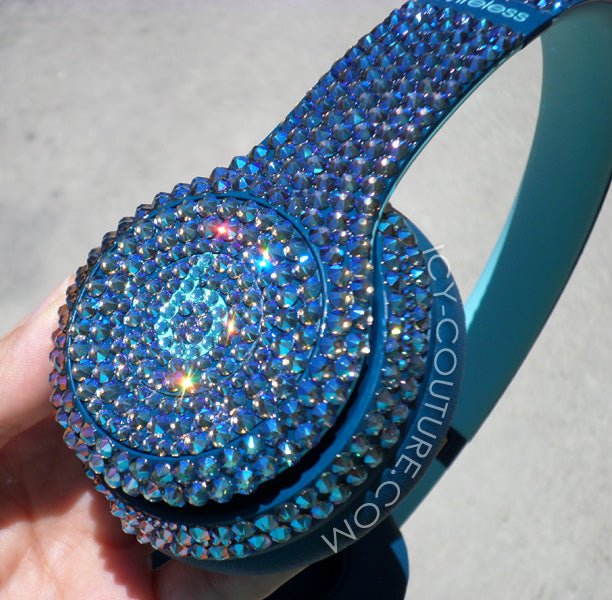 Black Diamond Shimmer Bedazzled Bling Beats Headphones custom crystallized with Swarovski Crystals | ICY Couture