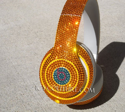 Bright Orange SUN Bedazzled Bling Beats Headphones custom crystallized with Swarovski Crystals or Premium Glass Rhinestones | ICY Couture