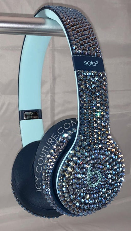 Black Diamond Shimmer Bedazzled Bling Beats Headphones custom crystallized with Swarovski Crystals | ICY Couture