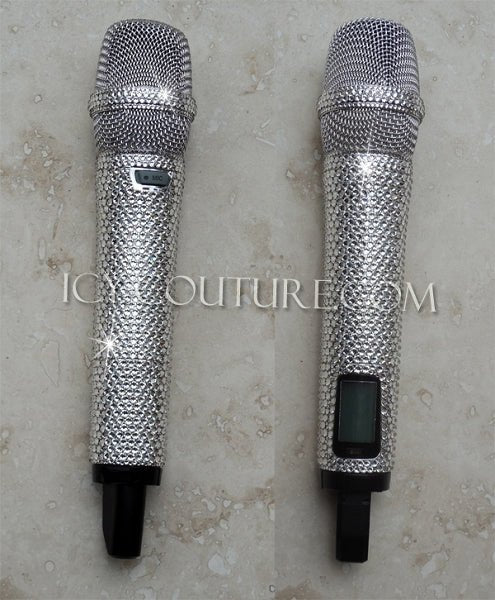 Diamond Clear Bling Microphone Bedazzled with Swarovski Crystals by ICY Couture.