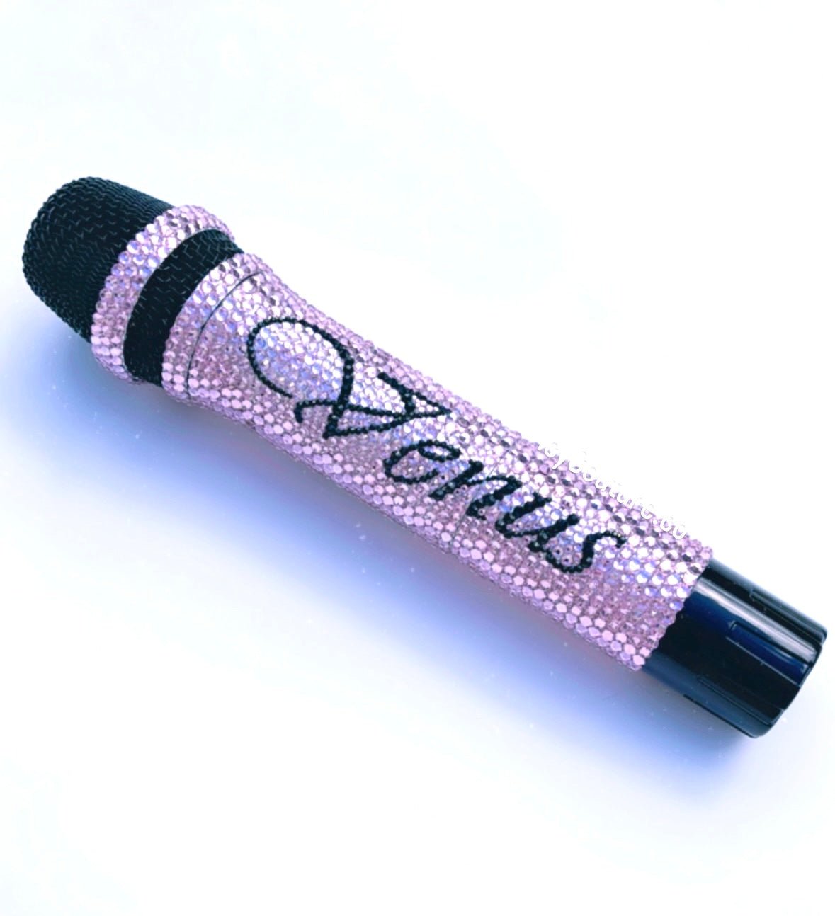 Custom Name Crystallized Bling Pink Microphone Swarovski Crystals