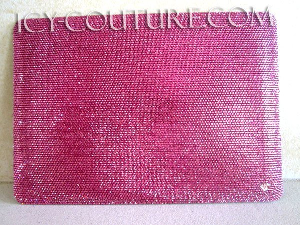 Rose Pink ICY Couture Laptop Cover Custom Bedazzled with Swarovski Crystals