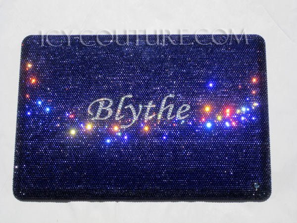 ICY Couture Purple Velvet Laptop Cover Custom Bedazzled with Swarovski Crystals 