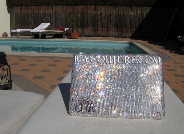 Diamond Clear ICY Couture Laptop Cover Custom Bedazzled with Swarovski Crystals 