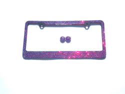 Sparkling Siam AB Rhinestone Bling Crystal License Plate Frame - ICY Couture