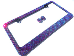 Sparkling Siam AB Rhinestone Bling Crystal License Plate Frame - ICY Couture