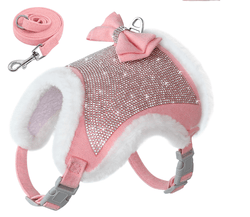 Winter Rhinestone Dog Harness Bling Coat With a Leash - ICY Couture