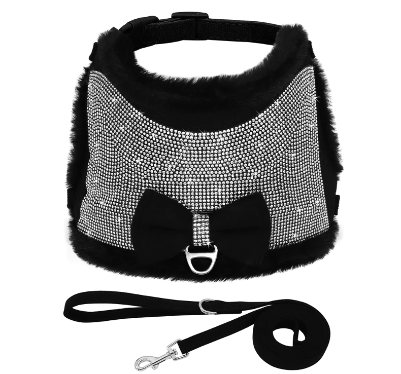 Winter Rhinestone Dog Harness Bling Coat With a Leash - ICY Couture