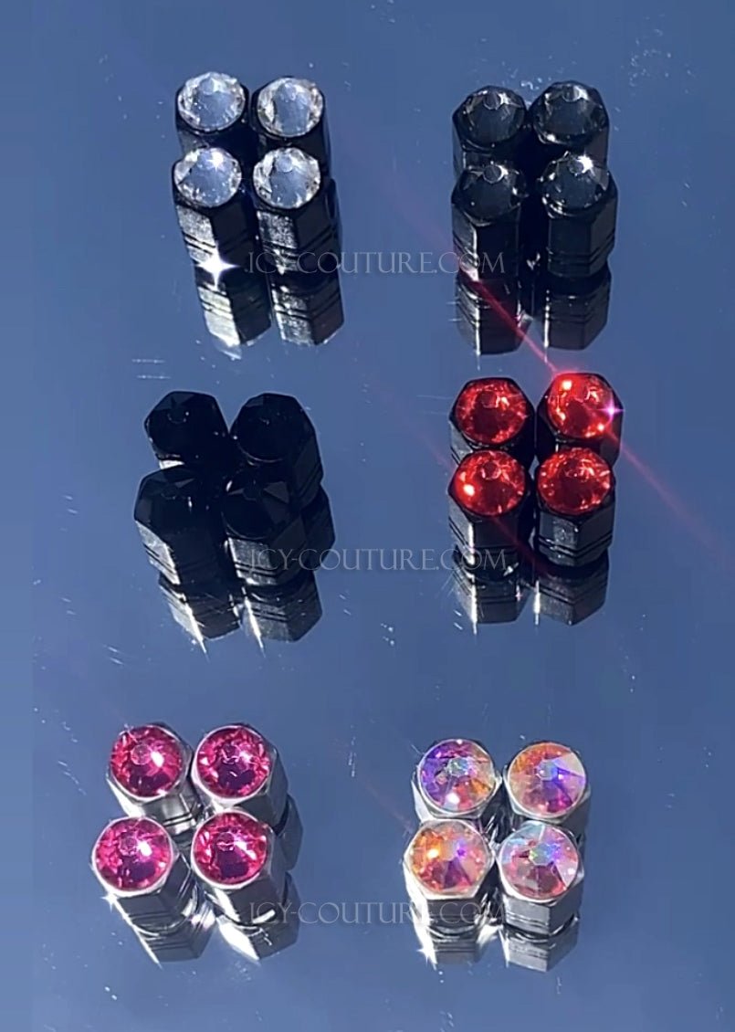 XL Crystal Tire Valve Cover Caps | Set of 4 | Various Colors - ICY Couture